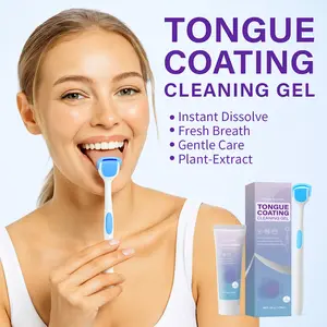 Tongue Cleaner Gel with Tongue Brush – Fresh Breath Oral Care Kit – Tongue Coating Cleaning Gel -Tongue Scraper Gel Set for Bad Breath Removal, Maintain Oral Health