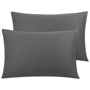 PiccoCasa Pillow Cases Set of 2,Soft Breathable Bed Pillow Covers,100% Cotton Pillow Covers with Zipper Closure Standard Size Dark Gray