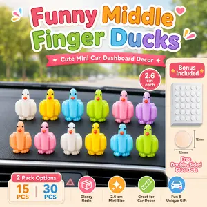 bellacharm Solid Color Middle Finger Duck Resin Accessories, Funny Cartoon Mini DIY Landscape Decor, Cute Small Ornaments for Car & Desk, Abundant Colors & Shapes
