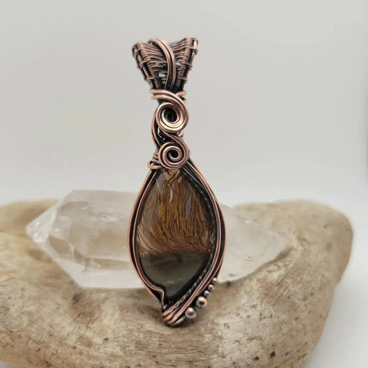 Handcrafted Priday Thunderegg Agate Copper Pendant Necklace