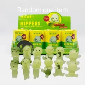 Cute Glow-In-The-Dark Dolls, Mystery Cartoon Desktop Blind Box, Car Dashboard and Phone Screen Decor, Adorable Car Accessories, Hippers Decorative Mini Figures Unique Night Glow Creative Expression