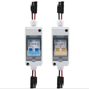 2 Solar photovoltaic PV Combiner Box with 40A DC MCB IP65 HT 2ways 600/1000V 1 input 1 out DC with matching wires Waterproof Box