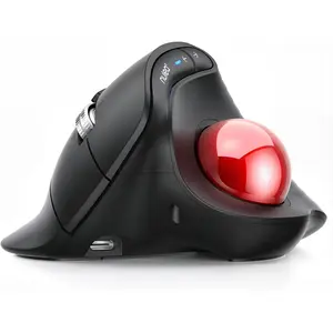 M514 Vertical Trackball ,   Thumb-Control  with Quiet Clicks, Ultra- Scrolling, 3 Device Connection ( & USB Receiver), Rechargeable for PC//Laptop
