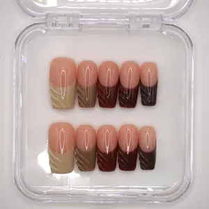 After Hours — Brown Square Press-On Nails | Chocolate to Nude Gradient