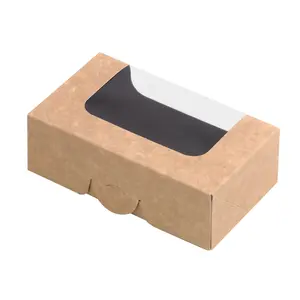212 MAIN Rectangular Bamboo Biodegradable Eco-Friendly Disposable Kraft Paper Sushi Box with Window View, 4.7x2.8x1.6", 400-Piece Pack