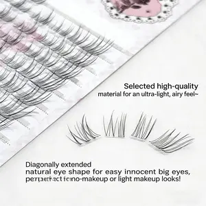 Clear Airy Slant Fox Series Lashes 10 Rows 80 Clusters 7mm Ultra-Fine Breathable Natural False Eyelashes for Everyday Wear