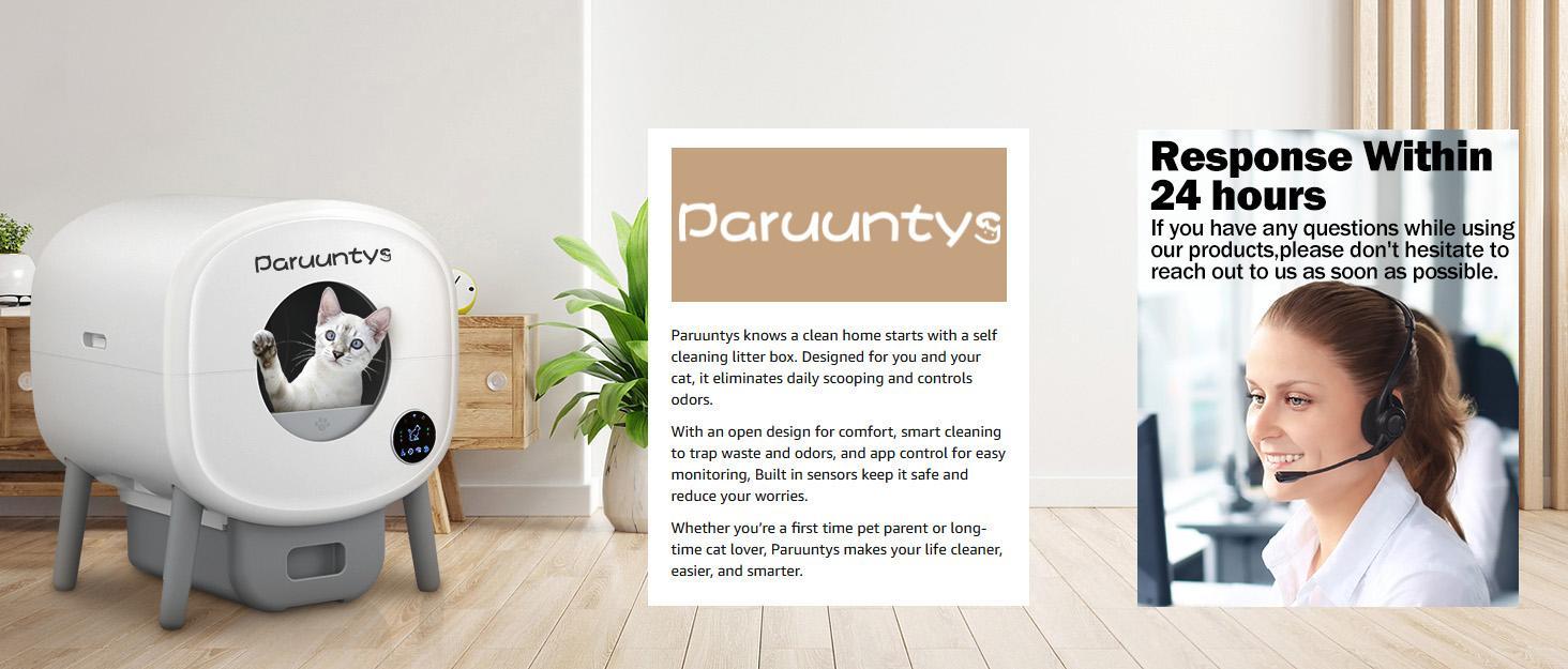 TAYACICY Automatic Self Cleaning Litter Box, Large Capacity Cat Litter Box Self Cleaning for Cats 2.2-33lbs, App Control,Safety Protection, 2 Roll Garbage Bags,White & Grey