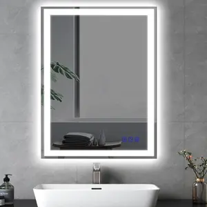 32x24 LED Bathroom Mirror with Front &  Lights LED Mirror for Bathroom Makeup Vanity  Mirror Lighted,Stepless Dimmable Adjustable Brightness,Touch ,Shatterproof,Anti-Fog