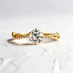 Classic Infinity Twist Halo Solitaire Engagement Ring Sterling Silver Cubic Zirconia Eternity Brides Wedding Rings Jewelry Gifts for Her