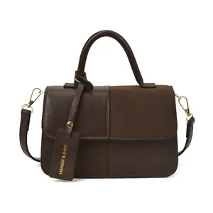 Women's Patchwork Design Handbag, Girlfriend Gifts, Fashionable PU Leather Crossbody Bag for Daily Used, Casual Trendy Versatile High-quality Daily Commuting Bag