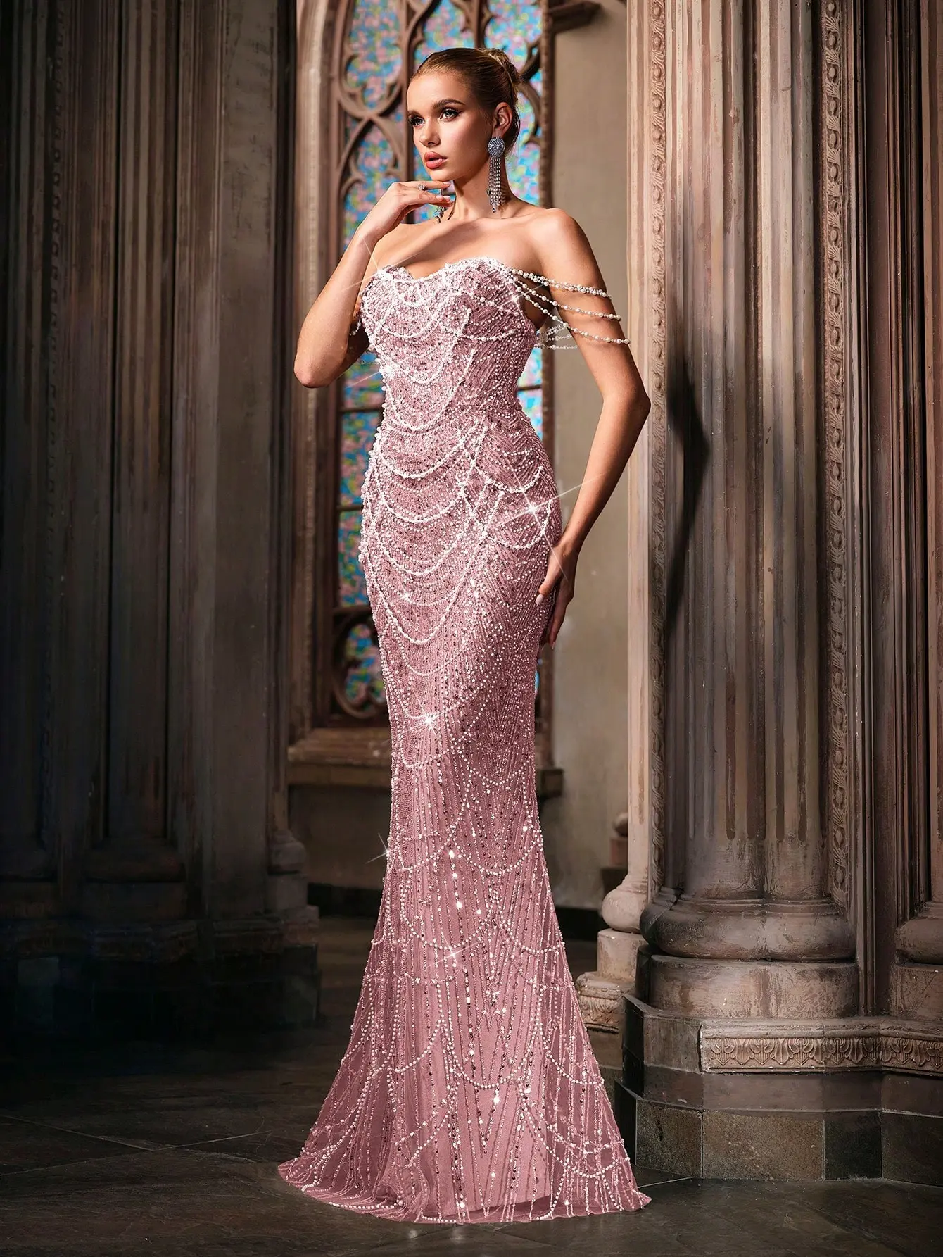 princess polly baby blue dress Luxury Beaded Mermaid Evening Gown | Strapless Pink Formal Dress for  Wedding & Prom | Maxi Length Woven Fabric Hand Beading Sequin Splicing  Womenswear summervibes