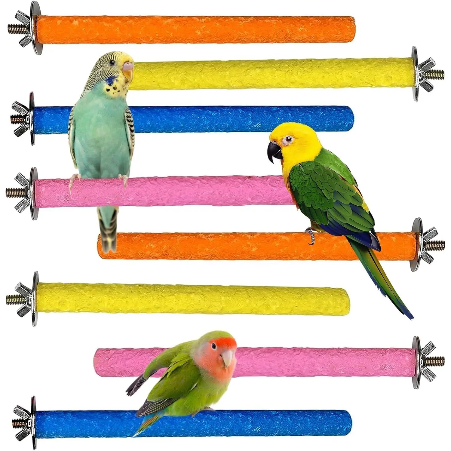 Hamiledy Bird Grinding Perch for Parrots Sand Bird Perches Claw Trim Cage Perches for Parakeets Cockatiels Lovebirds Canaries Green Cheeked Conures and Similarly Sized Birds(8 Pcs 0.78 in Diameter) : Pet Supplies, Waterproof, Interactive Toy