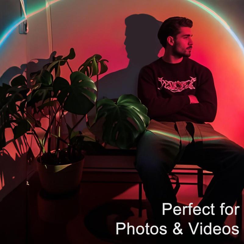 Fall Sunset Lamp Projector Light 180° Adjustable Sunset Mood Lamp, 4 Modes, Remote Control RGB Ambient Night Light for Bedroom, Gaming Room, Live Streaming Photography & Parties home wall decor party live streaming Halloween