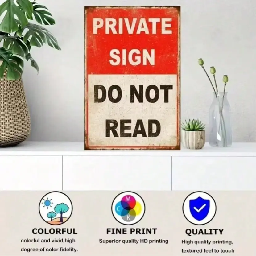 Aluminum Funny Privacy Sign Vintage Retro Wall Art 12x8 Inch Home Garage Decoration Do Not Read Sign Metal Plaque for Man Cave