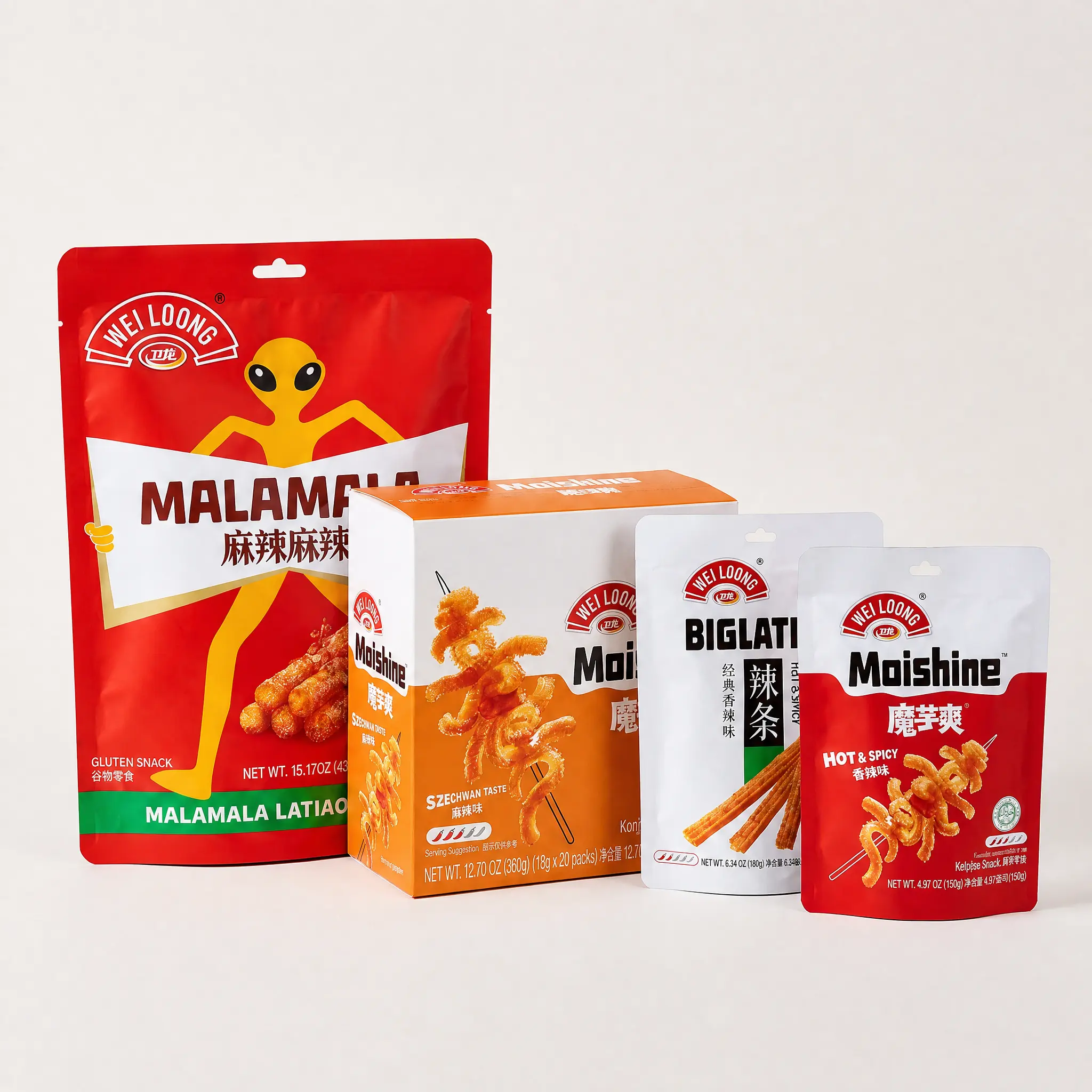 Big Latiao 150g + Mala Snack 430g + Moishine 138g + Moishine 360g 