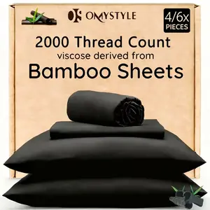 4pcs/6pcs Bamboo Cooling Queen Size Sheet Set - Summer Cooling Blanket - Ultra Lightweight, Soft & Breathable, Double-Sided Design for Night Sweats