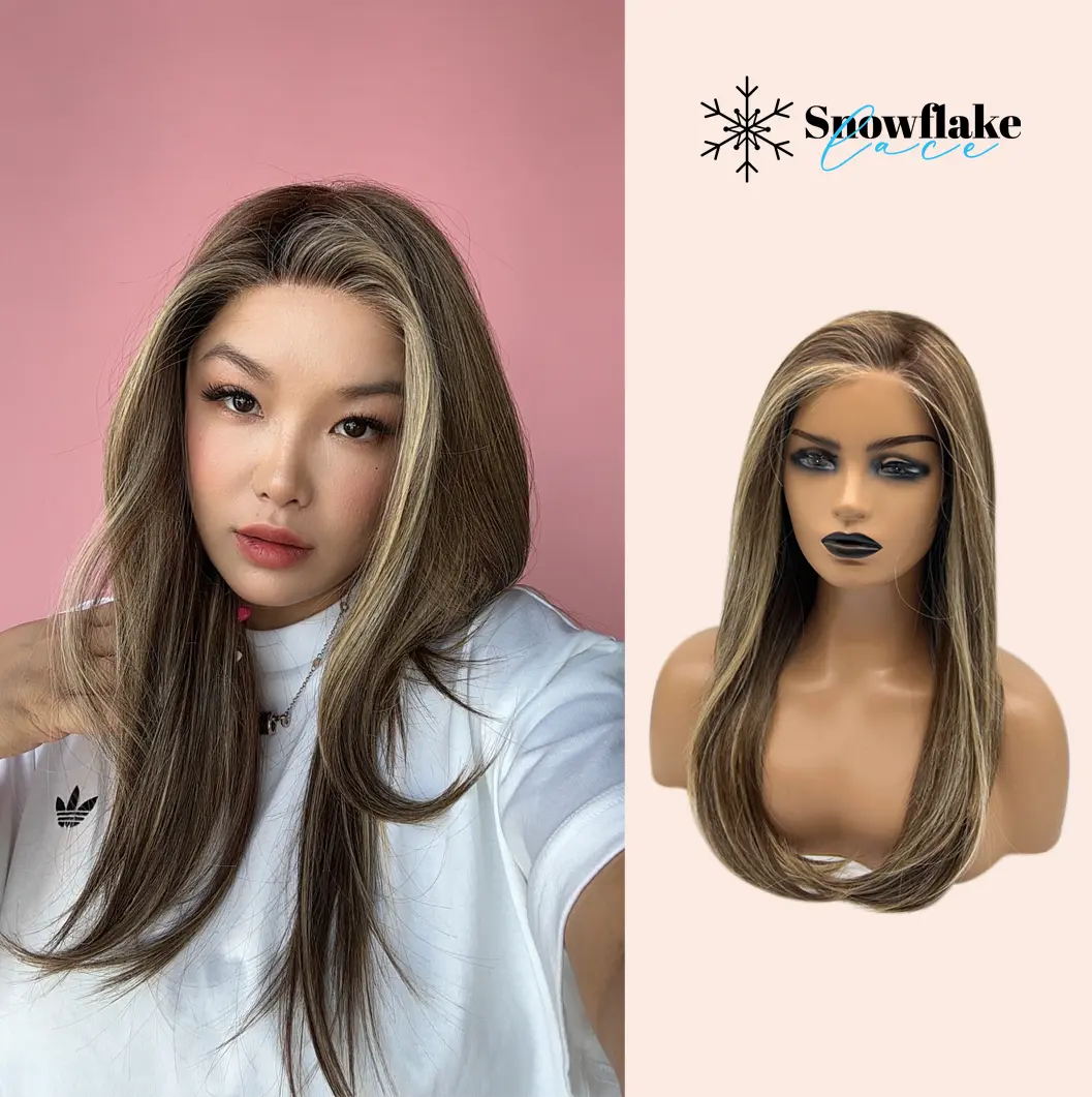 JBEXTENSION 22 Inches Natural Straight Pre-Cut Snowflake Lace Frontlace Glueless Women Fashion Wig KEL【PERMATEASE】【BENDY EAR TABS】 JBEXTENSION 22 Inches Natural Straight Pre-Cut Snowflake Lace Frontlace Glueless Women Fashion Wig KEL【PERMATEASE】【BENDY EAR TABS】