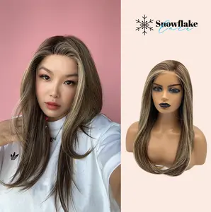 JBEXTENSION 22 Inches Natural Straight Pre-Cut Snowflake Lace Frontlace Glueless Women Fashion Wig KEL【PERMATEASE】【BENDY EAR TABS】