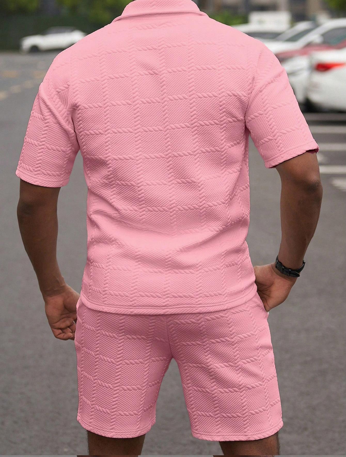 KZZ Men's Summer Solid-Colour Fashion Casual Short-Sleeved Suit Clothes Clothes Menswear Formal Shortsleeve Chainsaw Top Top Gamis Gamis Tropical