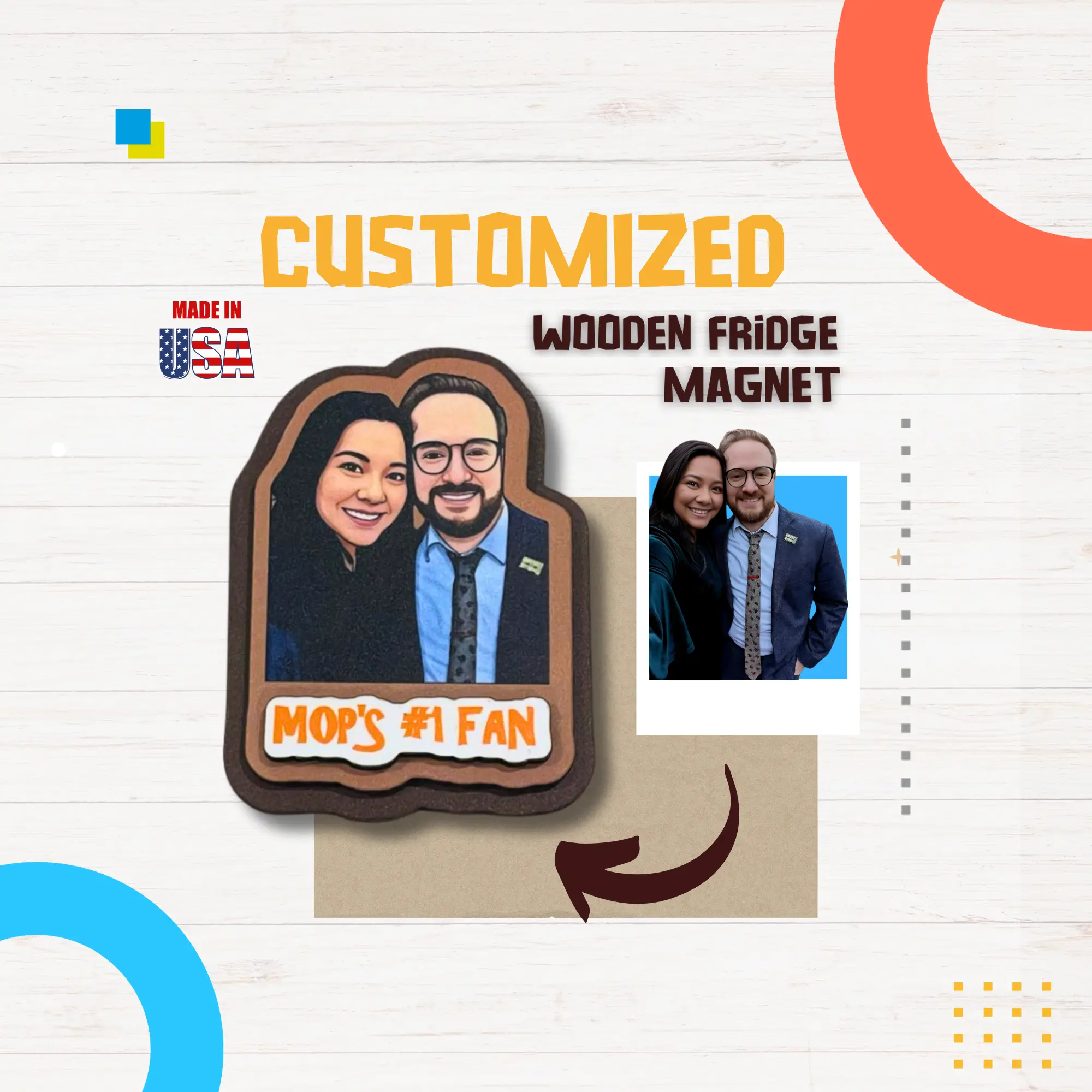 Personalized Fridge Magnet, Custom Photo Magnets with Picture and Text,  Family Magnet for Refrigerator, Custom Gift for Couples, Wedding