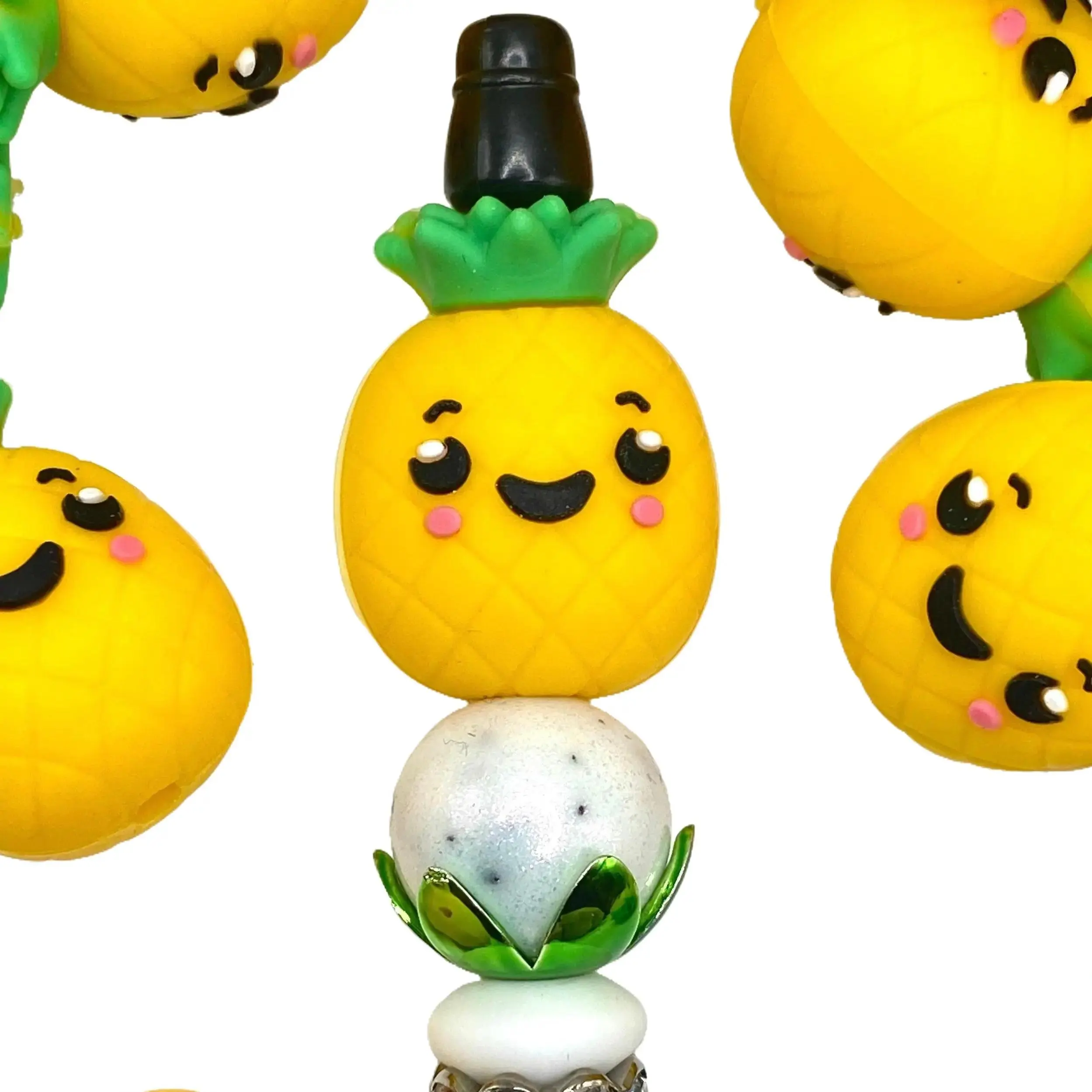 1pc You Are The Pineapple Of My Eye 3D Silicone Focal Beads - Smiley Face Beading & DIY bead craft