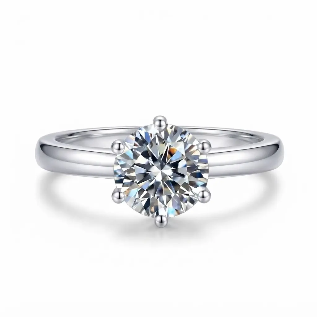 [EVA Jewelry] 925 Sterling Silver Synthetic Moissanite Ring, Synthetic Diamond Wedding Engagement Ring, Diamond Alternative Accessory