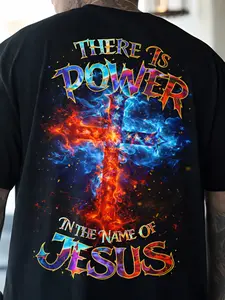 Plus Size Men's Christian Faith T-shirt - Cotton Y2K Street Style, God's Choice, Jesus Print, Suitable for Church, Casual Wear and Christian Gifts - Machine Washable Crew Neck Short Sleeve, Faith-based Fashion, Hip Hop Street Style, Men's Gift Idea