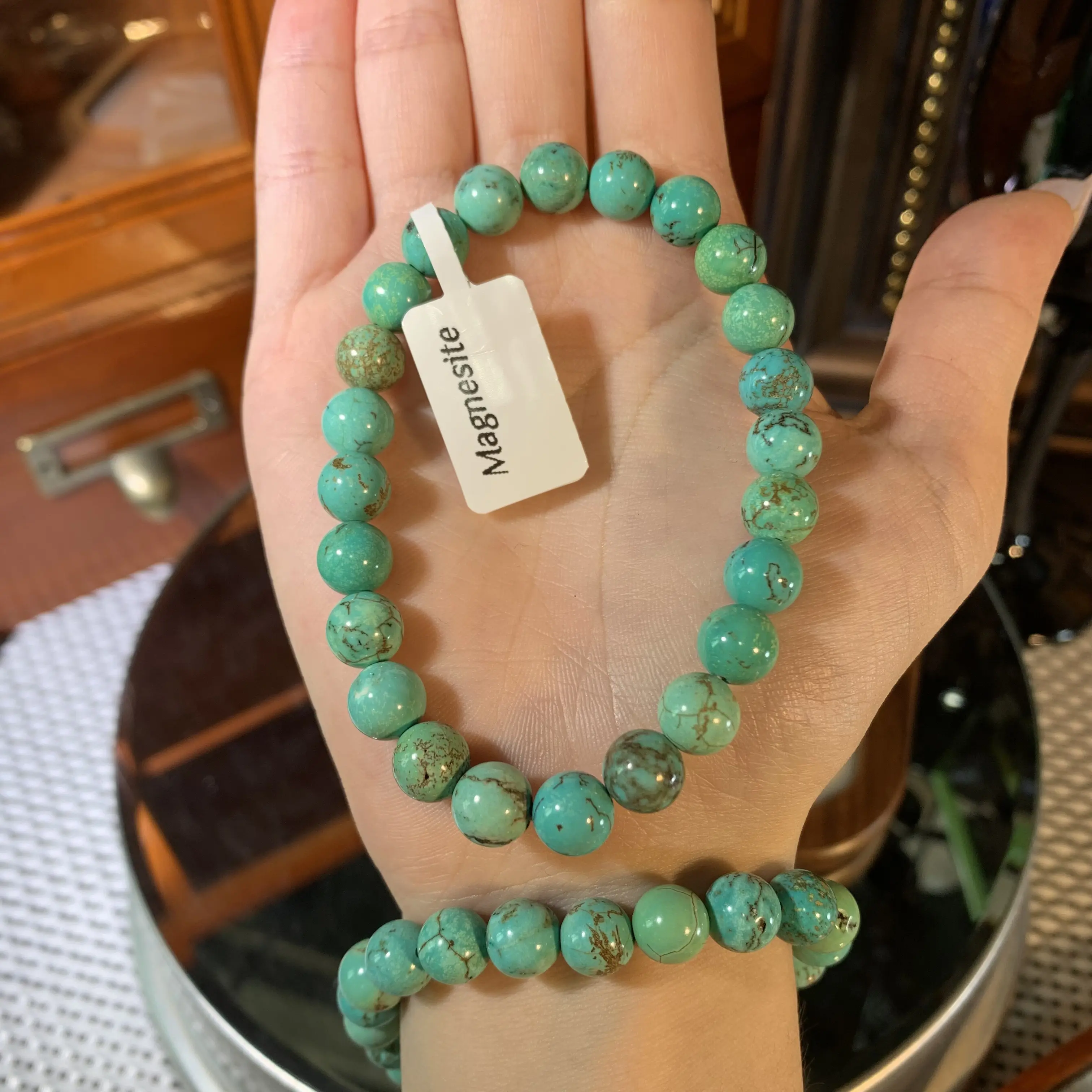 【Megnesite】Megnesite Crystal Bracelet for Women Protection Healing Crystal Bracelet Beaded Bracelets For Women and Men