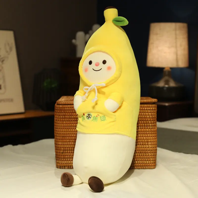 Wearable Soft Plush Banana Toy, Creative Fruit Doll Pillow for Babies