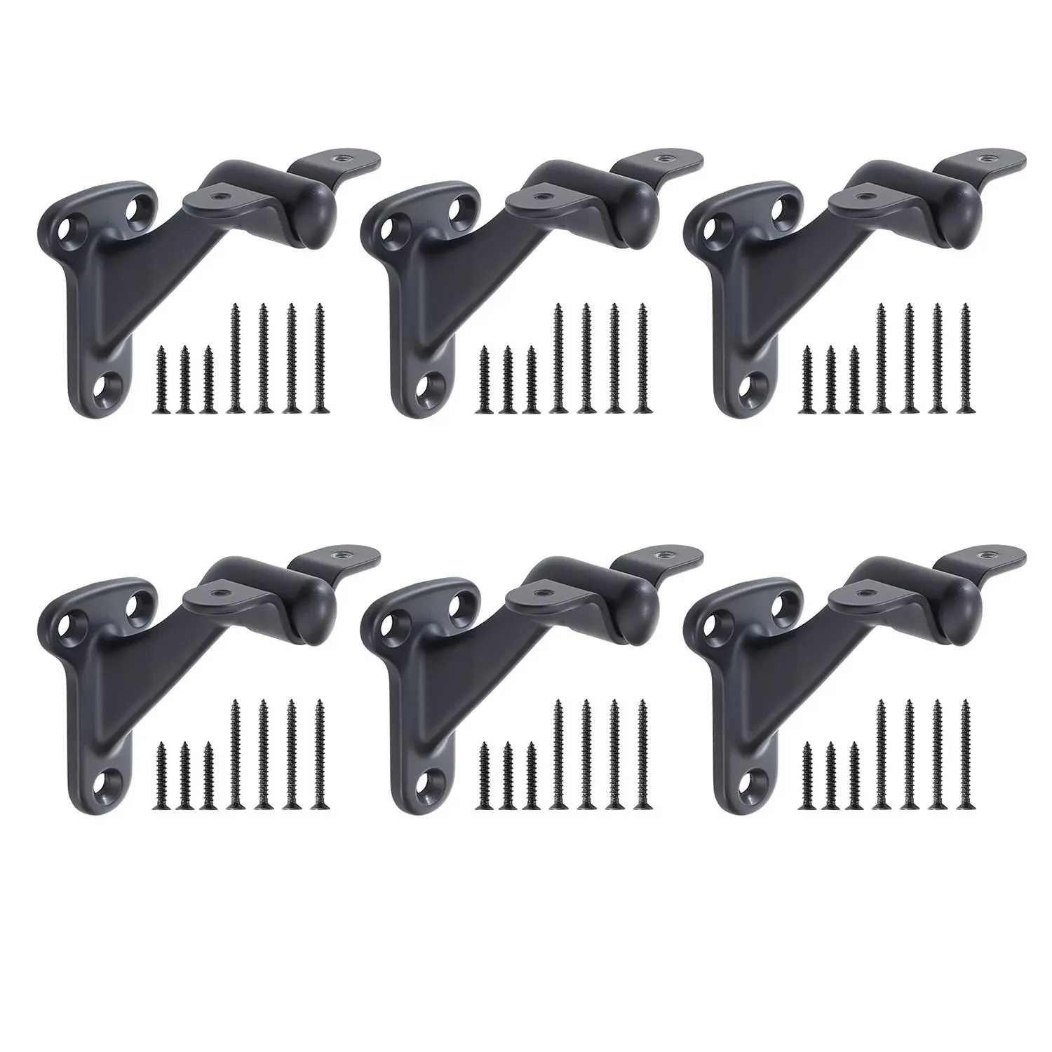 【SummerFinds】VEVOR Heavy Duty Adjustable Handrail Hardware Brackets (6 Packs) - Flexible Angle Adjustment, Easy Installation, Matte Black, with Stainless Steel Screws, for Stairways Staircase Handrail, Adjustable Bracket, Sturdy Bracket