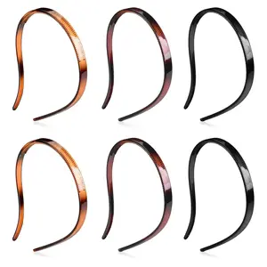 6 count Plastic HairBand Designed for Eyewear No  No  Comfortable Headbands for Women Fashion Thin Headbands Non Slip (Black, Tortoise,coffee)