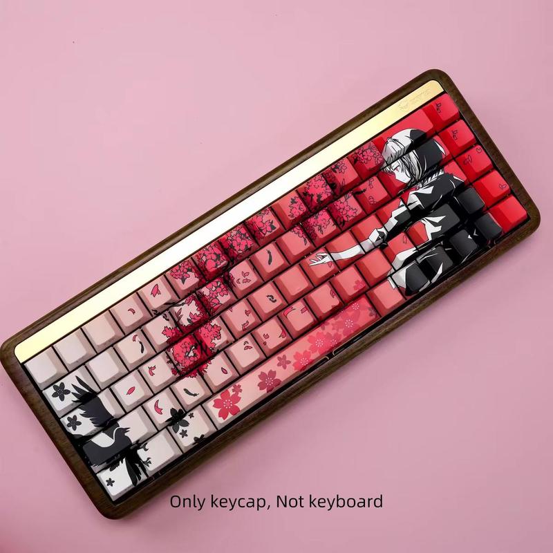 Cherry Blossom Pattern Keycap, PBT Five-sided Sublimation Keycap, Durable Keyboard Keycap for 6.25U Space 61/68/75/8487/98/100/104/108
