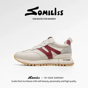 Somiliss Tennis Sneakers for Women Lace Up Low Top Trending Shoes 2026 Anti-Slip Comfortable Breathable for Daily Wear
