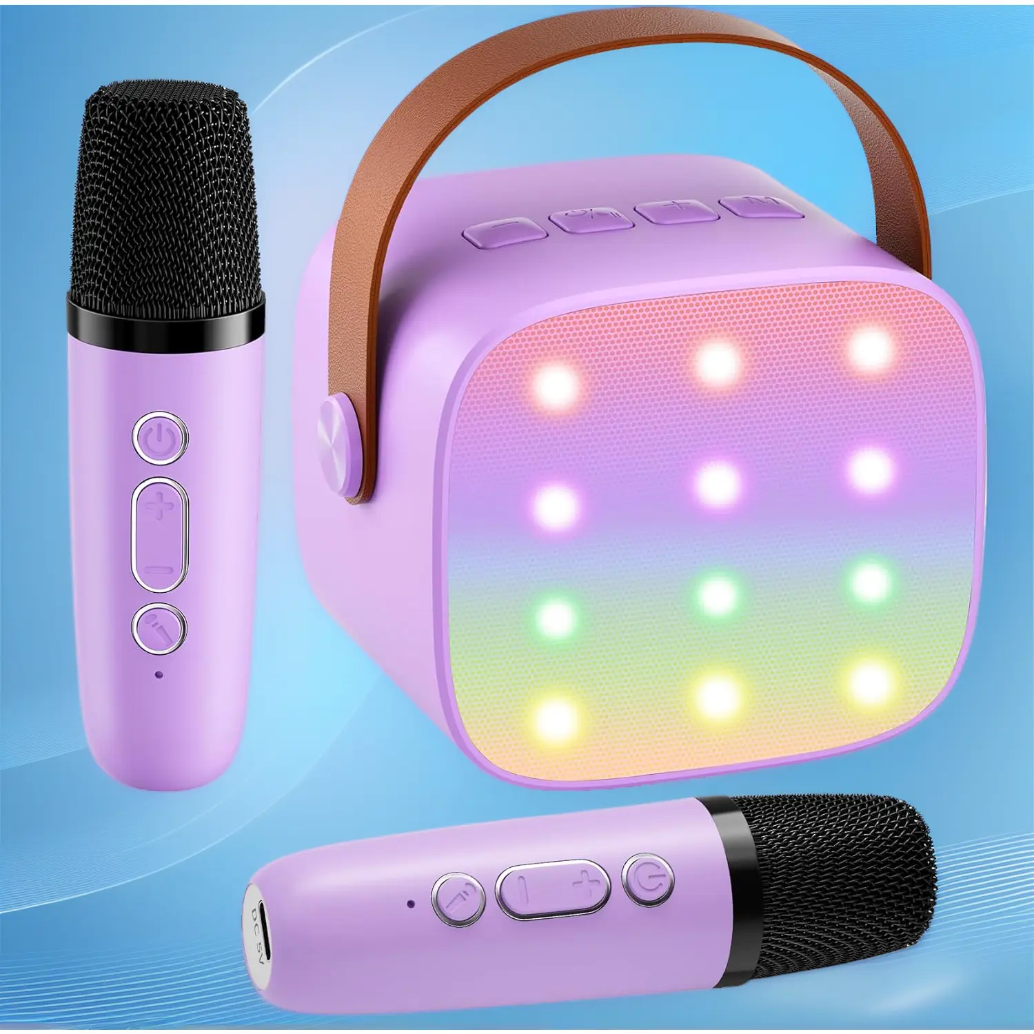 Mini Karaoke Machine with 2 Wireless Mics - 2026 Top Portable Bluetooth Karaoke Setup, Ideal for Kids Aged 3-12+, Home Party, Christmas & Birthday Gift
