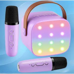 Mini Karaoke Machine with 2 Wireless Mics – 2026 Top Portable Bluetooth Karaoke for Kids Aged 3–12+, Ideal Christmas & Birthday Gift for Girls, Boys, Adults, Home Party