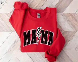 Mama Sweatshirt, Checkered Mama Sweater, Best Mom Ever Shirt, Checkered Lightning Bolt T-Shirt, Mother's Day Gift, Mom Life Tee