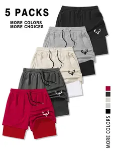 Men's Deer Antler Print Drawstring Waist Shorts, Regular Fit Casual Comfy Breathable Shorts for Daily Wear, Men's Bottoms for All Seasons