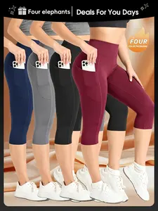 Women's Capri Pants, Available In Various Colors. The Elastic Fabric Is Breathable And Comfortable, With Pockets. They Are Suitable For Sports Like Running And Yoga, As Well As For Daily Casual Wear Activewear Bottoms Gym Yoga Clothing