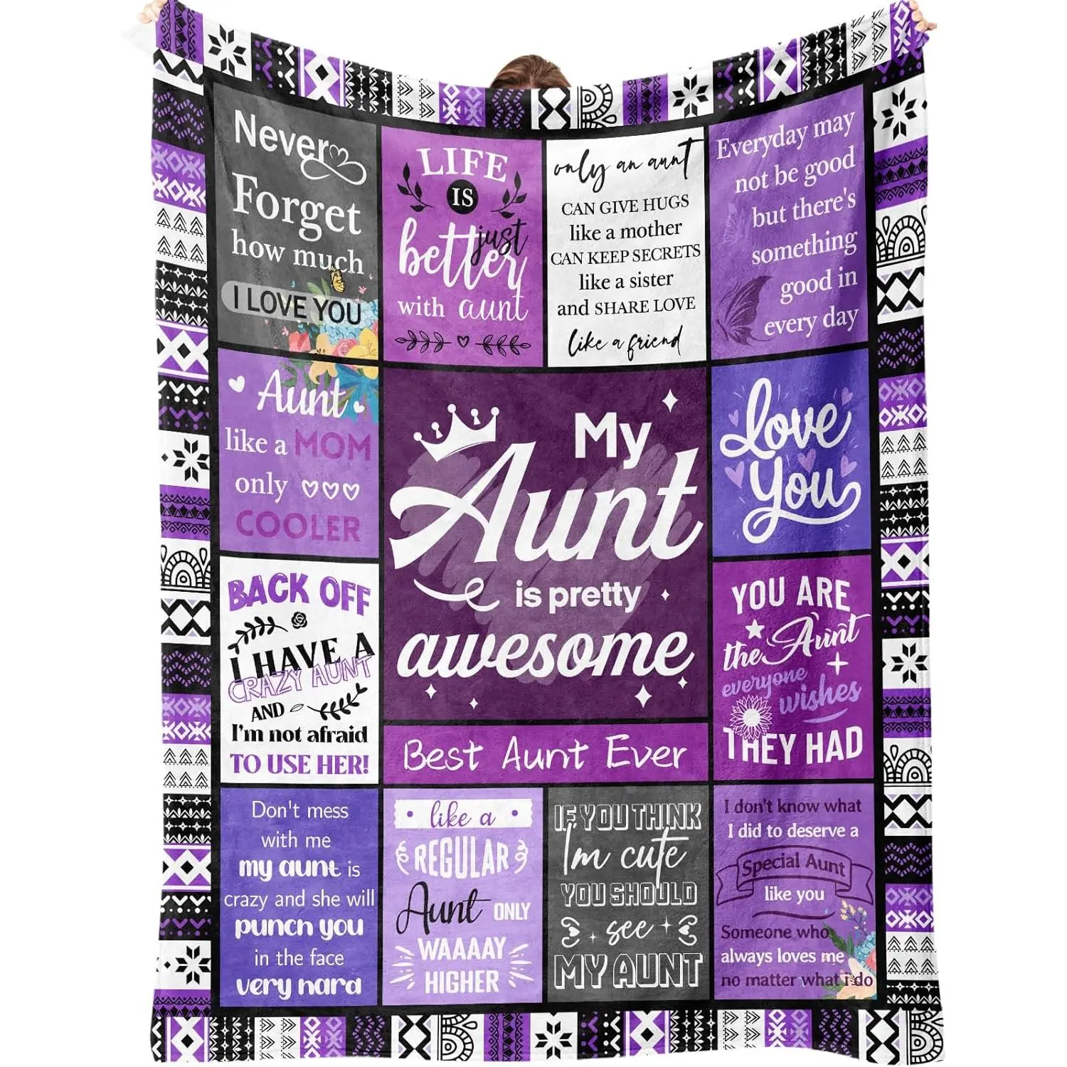 Aunt Gifts, Auntie Gift Ideas, Gifts for Aunt from Niece/Nephew, Auntie Birthday Gift, Soft Throw Blankets 60"X50"