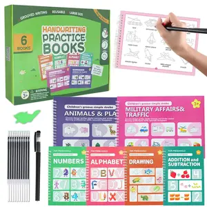 Magic Grooved Writing Practice Books for Kids Ages 3-10, Reusable Handwriting Practice Copybooks with Disappearing Ink Pen, Alphabet Number Tracing Drawing Math Learning Activities, Preschool Educational Toys, Back to School Gifts for Boys Girls