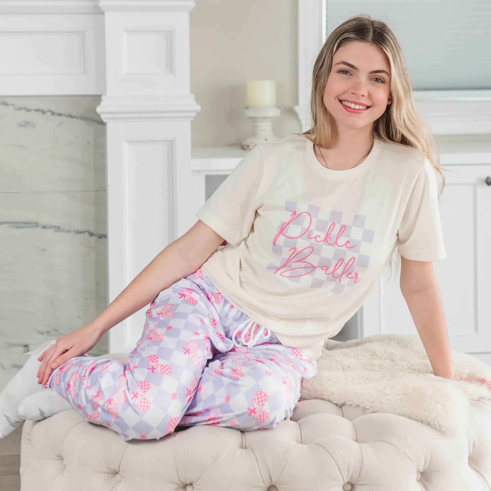 Pickleball Pajamas for Women – Cute Pickleball Lounge Pants + Graphic T-Shirt