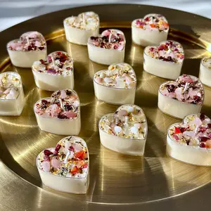 Heart Shaped Tealight Candles - Valentine's Day Candles - Crystal & Herb Intention Tealights - Heart Shaped Candles - Valentine's Day Gift