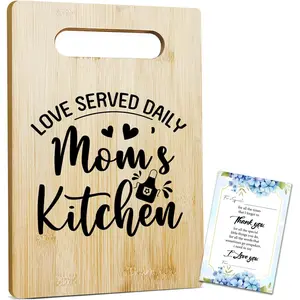 Mom's Kitchen Bamboo Cutting Board, Charcuterie Boards for Kitch Decor, Mother's Day Christmas Birthday Gifts for Mom from Daughter Son