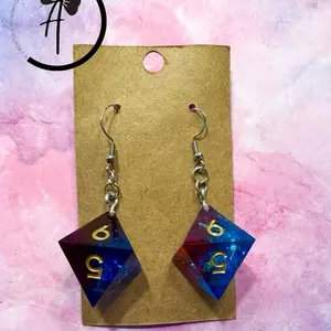 Dice Earrings - Rectangular Pendant Design with Gold-tone Chain