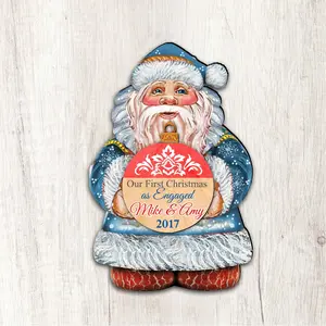 Designocracy 8117810-1M 12 x 9 in. My First Christmas Santa Christmas Outdoor Decor Large Ornaments