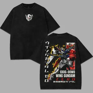 Mobile Suit Gundam Wing Zero XXXG-00W0 Mecha Washed Hoodies Tee Sweatshirt Tanktop Double-Sided Print, 90s Anime Vintage Streetwear Unisex Aesthetic Merch Manga T-shirt