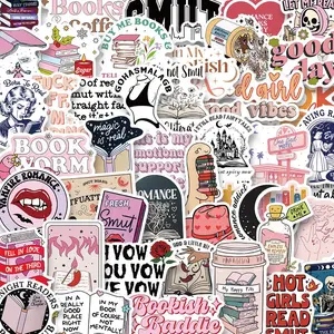 Book Lovers Sticker, 50pcs/set Waterproof Self Adhesive Decor Paper, Decor Sticker for Gift Greeting Card Water Bottle Laptop Phone, Ornaments