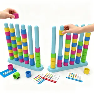 Fun Color Sorting Board Game, Color Stacking Challenge, Fast-Paced Ring Matching Puzzle, Ideal for Kids and Family Parties
