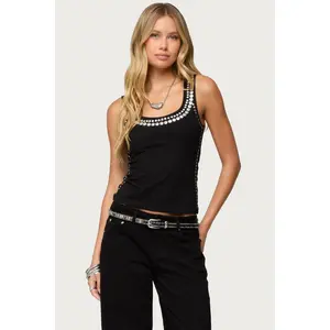 Studded Built In Bra Tank Top