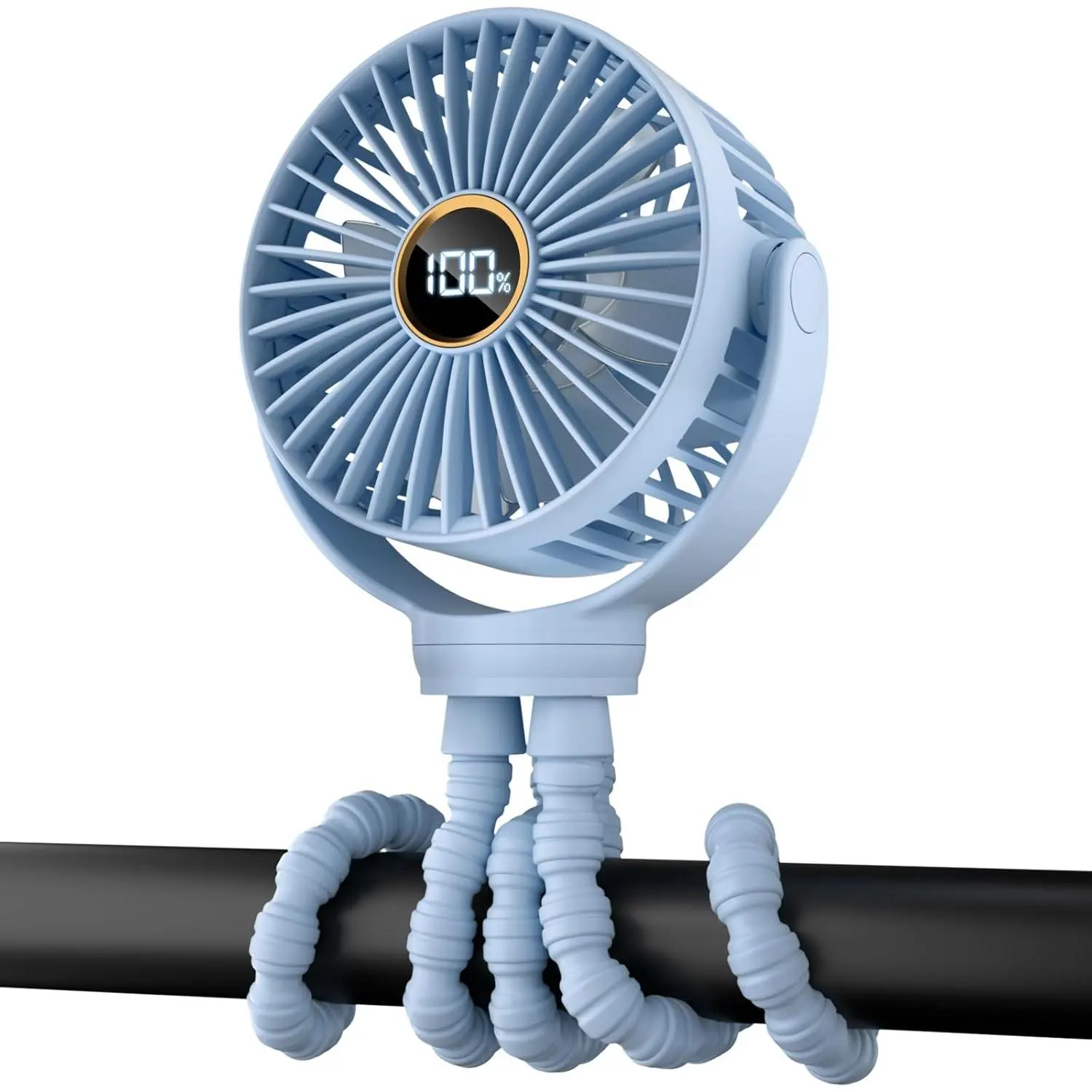 Portable Mini Digital Display Personal Cooling Fan - Small USB Mobile Fan for Stroller Use, Digital Display Fan